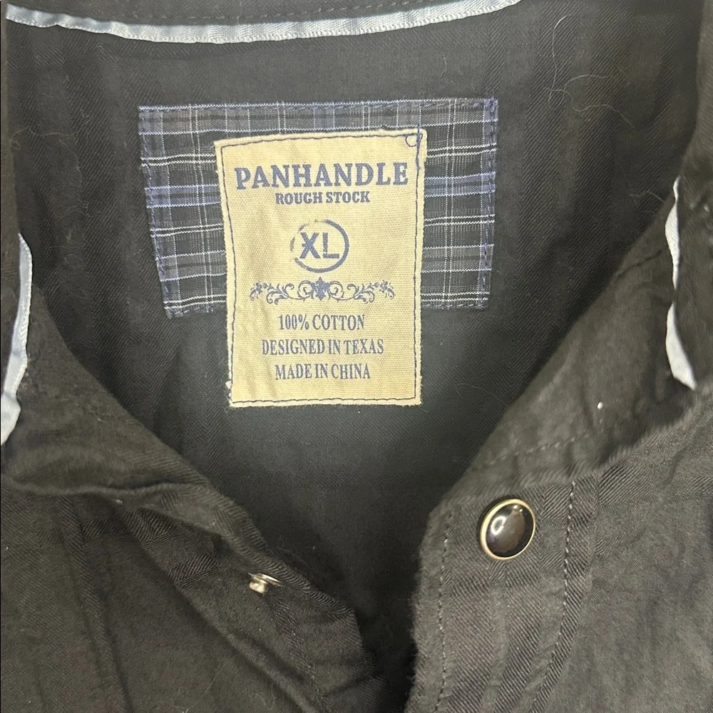 Panhandle Slim black Mens XL Roughstock 2 Pocket Snap‎ Western 100% cotton rodeo